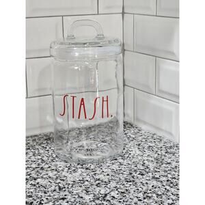 RAE DUNN "Stash" Cannister Jar Container Storage Decor Clear